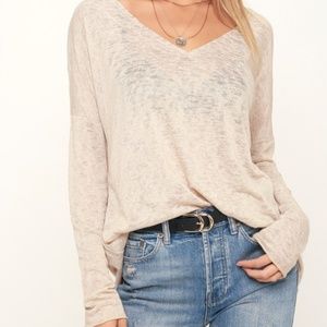 Lulu's Tops - Lulu's Beige Long Sleeve Sheer Sweater Top Lulu's Tops - Lulu's Beige Long Sleeve Sheer Sweater Top